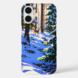 雪の多いアニメの森 iPhone 16ケース