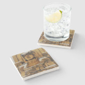 雪の多いアールデコ ストーンコースター (横)