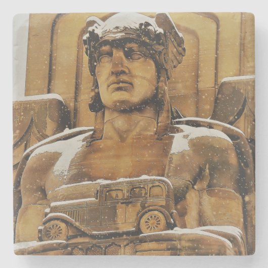 雪の多いアールデコ ストーンコースター (正面)