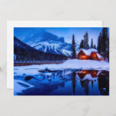 雪の多いカナダキャビン、カナダサンセット シーズンカード (正面/裏面)