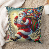 雪の多いクリスマスにプレゼントするサンタクロース クッション (ブランケット)
