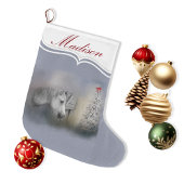 雪の多いクリスマスの冬の馬好き ラージクリスマスストッキング