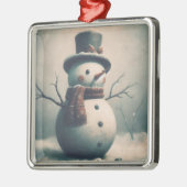雪の多いクリスマスの可愛いヴィンテージ雪だるま メタルオーナメント (左)