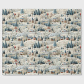 雪の多いクリスマスの村 ラッピングペーパー (フラット)