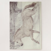 雪の多いクリスマスの馬 ジグソーパズル (縦)