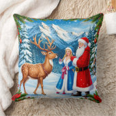 雪の多いクリスマスシーン クッション (ブランケット)
