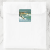 雪の多いクリスマスシーン スクエアシール (バッグ)