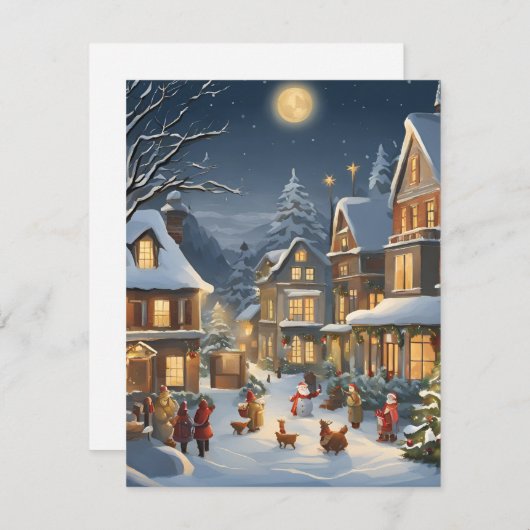 雪の多いクリスマスタウン シーズンカード (正面/裏面)