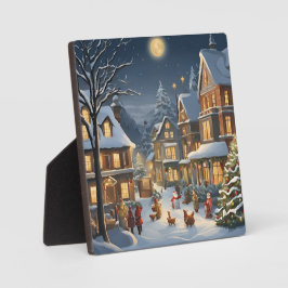 雪の多いクリスマスタウン フォトプラーク