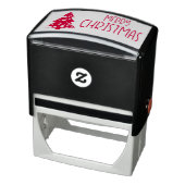 雪の多いクリスマスツリーとメリークリスマス文字 セルフインキングスタンプ (商品)