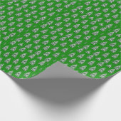 雪の多いクリスマスツリーを緑に ラッピングペーパー (角)