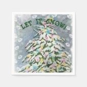 雪の多いクリスマスツリー スタンダードカクテルナプキン (正面)