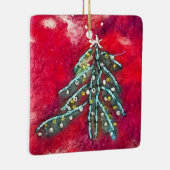 雪の多いクリスマスツリー セラミックオーナメント (右)