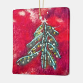 雪の多いクリスマスツリー セラミックオーナメント (左)