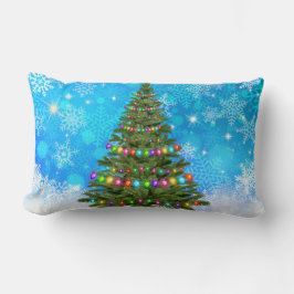 雪の多いクリスマスツリー ランバークッション