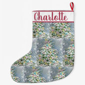 雪の多いクリスマスツリー ラージクリスマスストッキング (裏面)