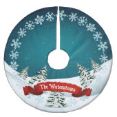 雪の多いクリスマスナイト ブラッシュドポリエステルツリースカート (正面)