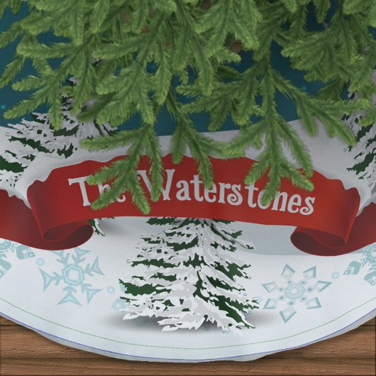 雪の多いクリスマスナイト ブラッシュドポリエステルツリースカート