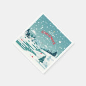 雪の多いクリスマスビレッジ スタンダードカクテルナプキン (角)