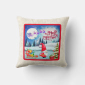 雪の多いクリスマス格言とサンタのそりのギフトThr クッション (裏面)