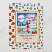 雪の多いクリスマス格言とサンタのそりのプレゼント シーズンカード (正面/裏面)