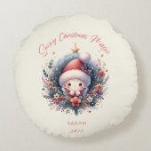 雪の多いクリスマス魔法 ラウンドクッション (裏面)