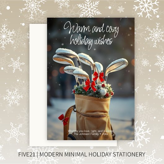 雪の多いゴルフの冬の季節の願い シーズンカード