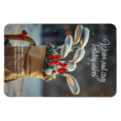 雪の多いゴルフの冬の季節の願い マグネット (横)