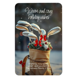 雪の多いゴルフの冬の季節の願い マグネット