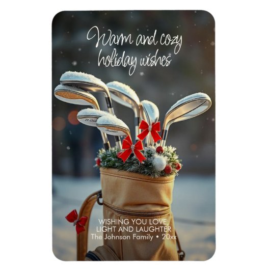 雪の多いゴルフの冬の季節の願い マグネット (縦)