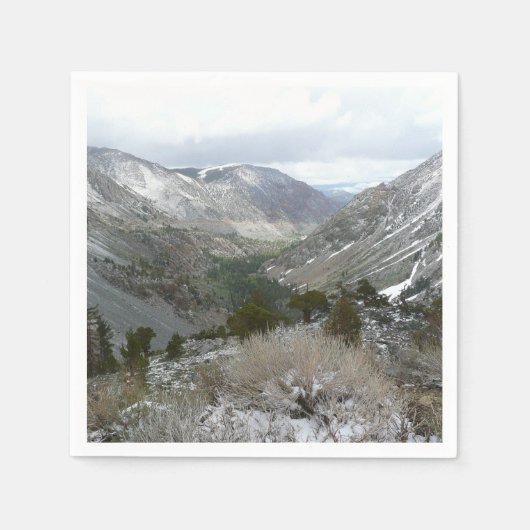 雪の多いシエラネバダ山脈をドライブする スタンダードカクテルナプキン (正面)
