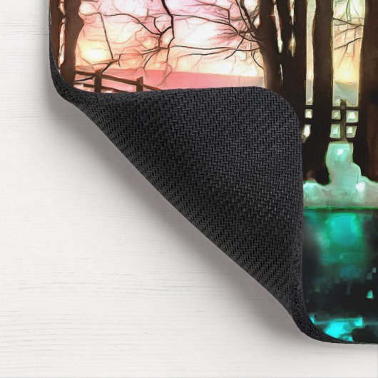 雪の多いデラウェアの丘の斜面の魔法の木 マウスパッド (コーナー)