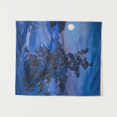 雪の多いバルト海の海岸とモミの木が夜に タペストリー (正面(横))