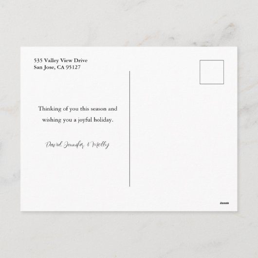 雪の多いブラシストロークで楽しいスクリプト2-Photo シーズンポストカード (裏面)