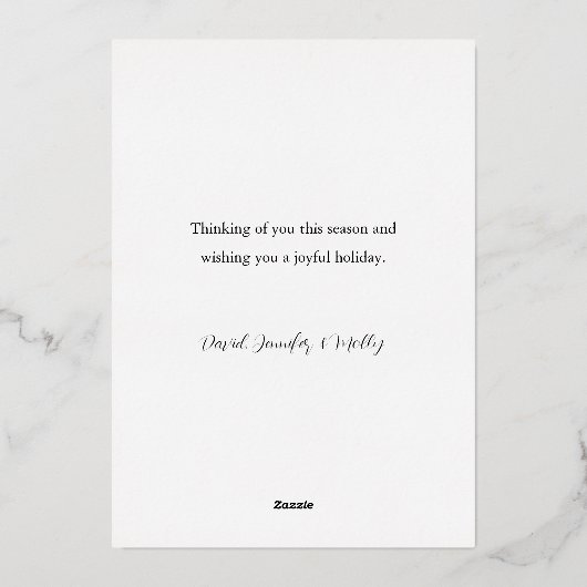 雪の多いブラシストロークで楽しいスクリプト2-Photo 箔シーズンカード (裏面)