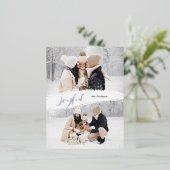 雪の多いブラシストロークで楽しいスクリプト2-Photo 箔シーズンポストカード (立ち正面)