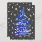 雪の多いメリークリスマスツリー シーズンカード (正面/裏面)