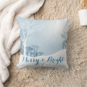 雪の多いメリー冬と明るい クッション (ブランケット)