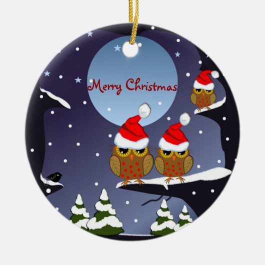 雪の多い世界のサンタハスフールカスタムズ&文字 セラミックオーナメント (正面)