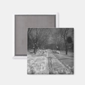 雪の多い住宅通り マグネット (正面/裏面)