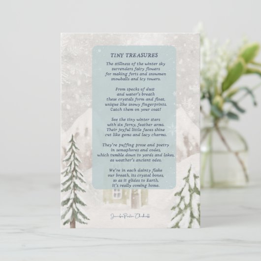 雪の多い冬のキャビン付き小さな宝物 サンキューカード (スタンド正面)