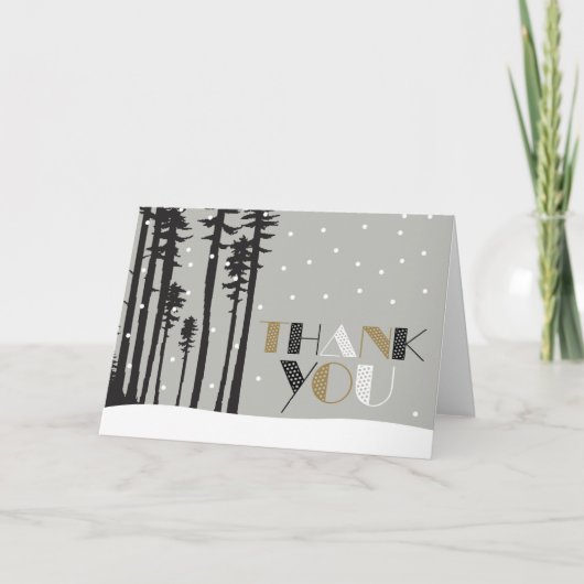 雪の多い冬のシーンサンキューカード サンキューカード (正面)