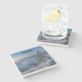 雪の多い冬のバルト海沿岸 ストーンコースター (横)