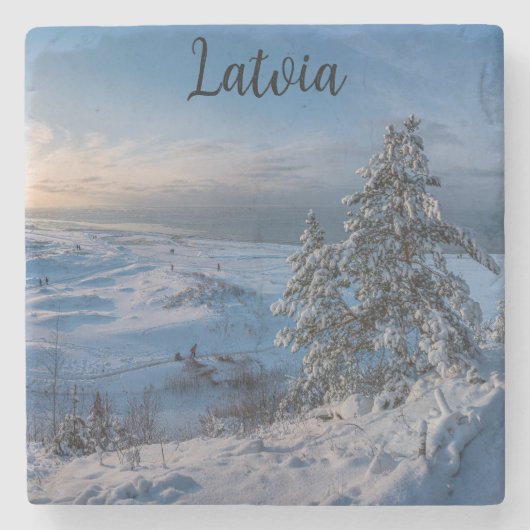 雪の多い冬のバルト海沿岸 ストーンコースター (正面)