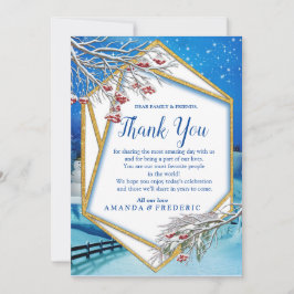 雪の多い冬のファンタジーサンキューカード 招待状