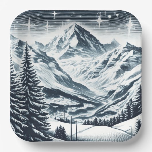 雪の多い冬のワンダーランド ペーパープレート (正面)