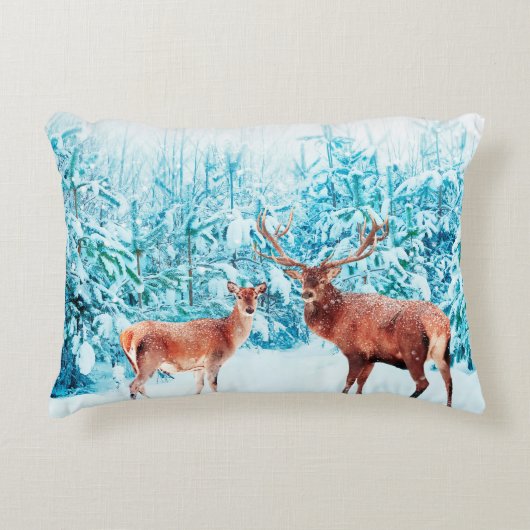 雪の多い冬の名鹿の家。クリスマス  アクセントクッション (正面)