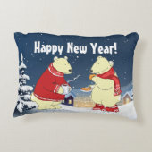 雪の多い冬の季節に訪れるクリスマスの休暇 アクセントクッション (裏面)