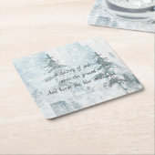 雪の多い冬の山林 スクエアペーパーコースター (アングル)