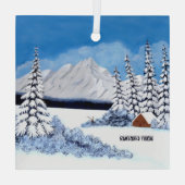 雪の多い冬の広場 ガラスオーナメント (裏面)